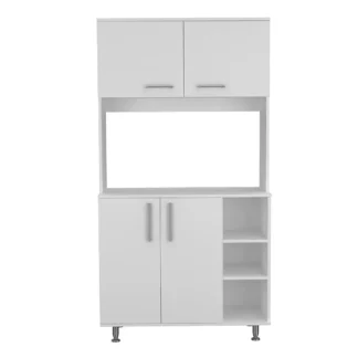 Mueble de despensa Colo con tres estantes Sm y un mueble, color blanco. Para la cocina