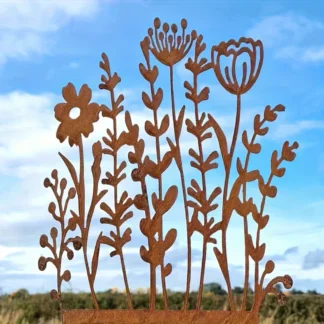 Estaca rústica de metal para jardín de flores silvestres, decoración exterior amarilla vintage para césped y macetas, regalo perfecto para entusiastas de las plantas