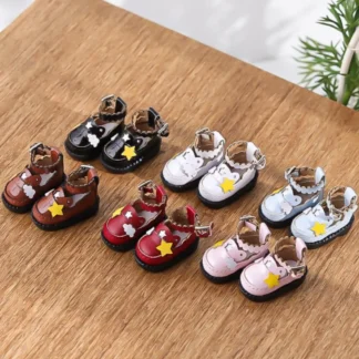 1 par de zapatos de uniforme OB11 de cuero PU DIY Mini DOD Y hireoxing zapatos de muñeca ligeros 1:12 Mini muñeca botas de cuero muñecas de arcilla