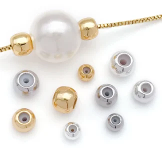 10 Uds 3/4/5mm 18K cuentas de posicionamiento de latón chapado en oro Real, cuentas de silicona para pulsera DIY collar accesorios para hacer joyas
