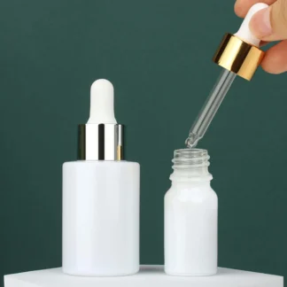 1/5/10 Uds 10ml30ml botella cuentagotas de vidrio blanco nacarado mini vacío con cuentagotas dispensador de contenedor de cosméticos de aceite esencial