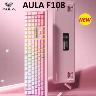 Nuevo teclado para juegos personalizado AULA F108, 2,4G, inalámbrico/Bluetooth/con cable, 100% de diseño RGB, tecla completa, accesorios de juego de intercambio en caliente