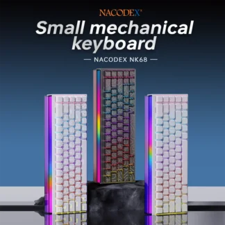 Ajazz NACODEX Nk68 Teclado mecánico con conexión cable de configuración pequeña Diseño de 68 teclas Teclados de juego con luz deslumbrante colorida