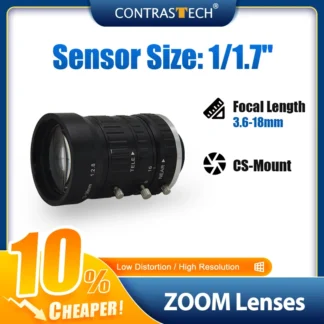 Lente AICO Zoom para cámara de visión contraech, enfoque automático, 3,8-18mm, 1/1 ", 12MP F1.5 CS-Mount