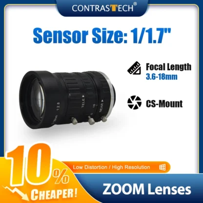 Lente AICO Zoom para cámara de visión contraech, enfoque automático, 3,8-18mm, 1/1 ", 12MP F1.5 CS-Mount