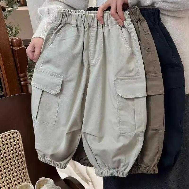 Pantalones cargo para niños Primavera y novedad de verano Pantalones para bebés Pantalones casuales con bolsillo lateral para niños y niñas