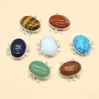 Colgantes de piedra Natural para mujer, lapislázuli, abulón, conector de doble agujero para fabricación de joyería Diy, accesorios para pulsera y collar, 2 uds.