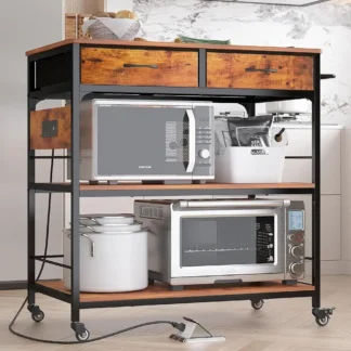 Isla de cocina con almacenamiento, carrito de isla de cocina rodante con toma de corriente, isla de cocina industrial con ruedas, carrito de cocina para