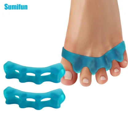 2/4/6/8 piezas Sumifun alisadores de dedos de silicona azul juanete punta de martillo separador de dedos de cuatro agujeros juanete Hallux Valgus herramientas de corrección