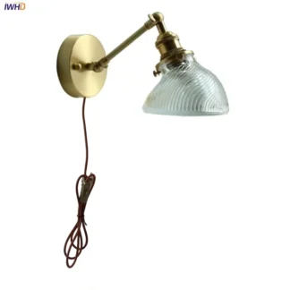 IWHD enchufe lámpara de pared LED aplique comedor pasillo restaurante vidrio transparente arriba abajo girar baño espejo de tocador luz Wandlamp