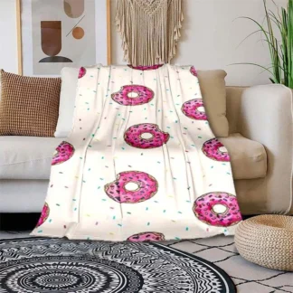 Manta de donut dulce 3D, manta de sofá con estampado de dibujos animados, manta suave con sonrisa, manta cálida, manta para niños y adultos,