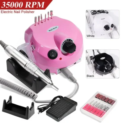 Taladro eléctrico para uñas de 35000RPM, máquina de manicura profesional, lijadora de uñas con brocas para uñas, Kit de limas para uñas portátil para salón de uñas