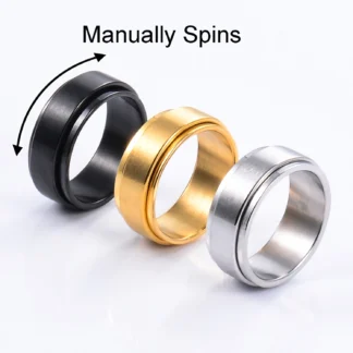 Anillos giratorios de acero inoxidable pulido opaco de 8mm para hombre, joyería Punk resistente al agua de alta calidad para regalos de fiesta