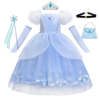 Vestido de princesa Cenicienta para niña, vestido de baile con lentejuelas, tutú de carnaval, ropa de malla abombada para regalo de cumpleaños, vestido de verano