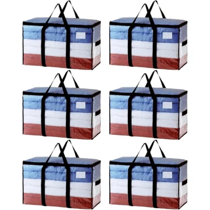 Bolsas para mudanzas extragrandes, paquete de 6 bolsas transparentes resistentes para almacenamiento con ventana visible, asas envolventes, bolsas de almacenamiento