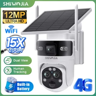 SHIWOJIA-cámara Solar 4G con Zoom 15X para exteriores, pantalla Dual, grabación de lente Dual, seguimiento humanoide, WIFI, cámara PTZ impermeable