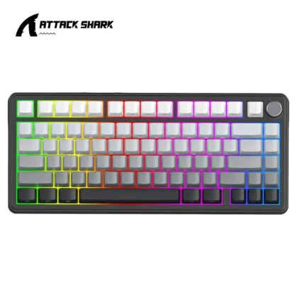 Teclado inalámbrico Attack Shark X85, Teclado mecánico para juegos, estructura de junta trimodada 75% RGB, accesorios de juego de intercambio en caliente con tecla completa