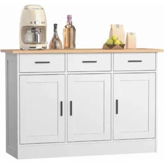 Gabinete Buffet con almacenamiento, Buffets y aparadores, gabinete de almacenamiento de cocina, mesa consola de madera, gabinetes decorativos para cafetería