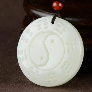 Hetian colgante de Jade para hombre y mujer, chisme de Tai Chi blanco