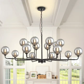 Candelabro de cristal de burbujas, candelabro de 12/16 luces, altura ajustable, regulable, candelabros Sputnik para comedor y vestíbulo