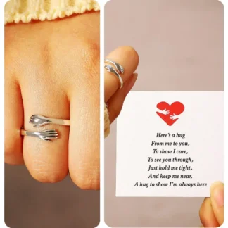 Anillo de abrazo estético con tarjeta para mujer, anillos inusuales ajustables Vintage para amantes de la pareja, regalo para ella, joyería de moda de tendencia 2023