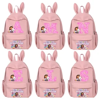 Mochila escolar Gabby Dollhouse para niñas, mochila de gran capacidad para estudiantes de primaria, mochila con estampado de Gabbycat de dibujos animados, regalo de conejo rosa