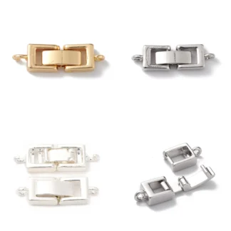 Juego de 20 cierres plegables de latón con bucles, hebillas de Metal, cierre de sujeción para pulsera DIY, fabricación de collares, accesorios de conector final