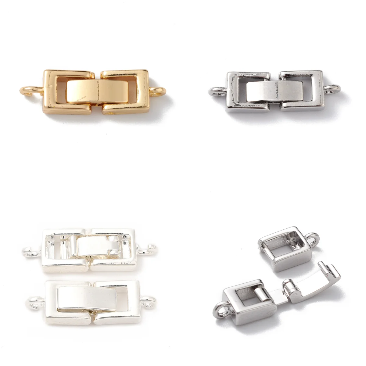 Juego de 20 cierres plegables de latón con bucles, hebillas de Metal, cierre de sujeción para pulsera DIY, fabricación de collares, accesorios de conector final