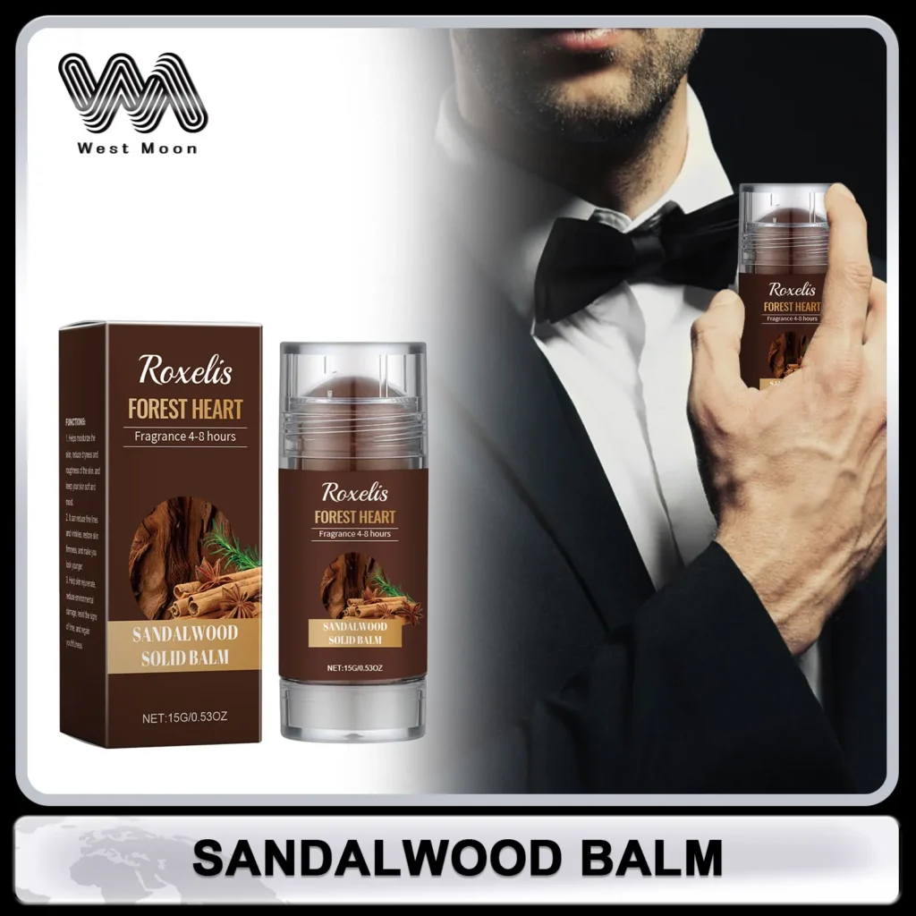 Perfume sólido de sándalo para hombres, bálsamo de Perfume ligero Woody, fragancia de larga duración, dijes, eliminador de olores, desodorante, bálsamos sólidos