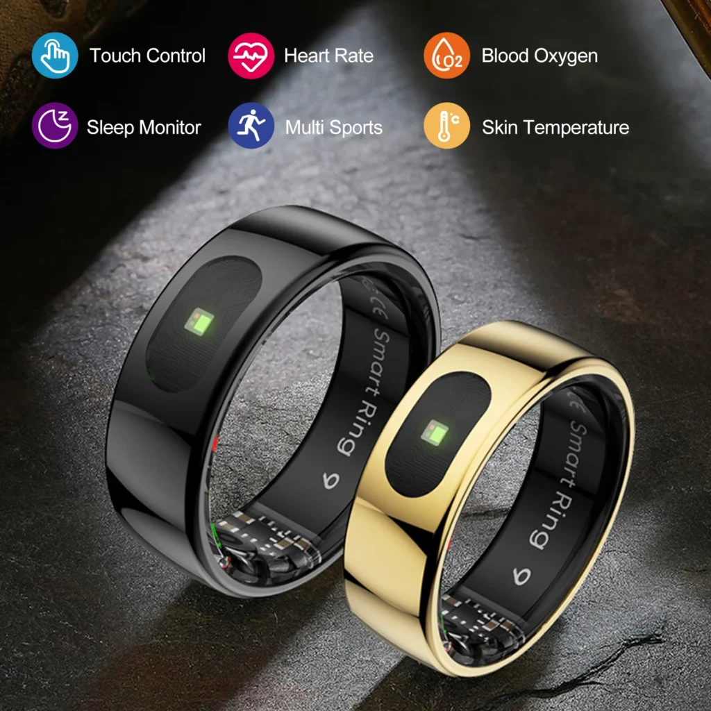 Nuevo Anillo inteligente R08 para hombres y mujeres, Control táctil IP68 y 5ATM, resistente al agua, recuento de pasos, modo multideporte, Monitor de ritmo cardíaco saludable