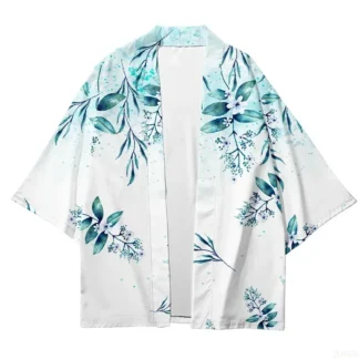 Kimono estilo Harajuku holgado y a la moda con estampado 3D Floral japonés tradicional para mujer, cárdigan tejido de plumas de playa Haori