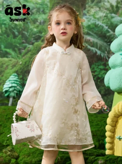 Pregúntale al vestido de encaje bordado chino nuevo de primavera para niñas jóvenes