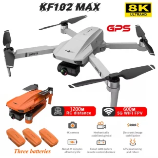 Dron KF102 8K con GPS, cámara Dual, cardán de 2 ejes, estabilización de flujo óptico, transmisión WiFi FPV, Dron profesional plegable
