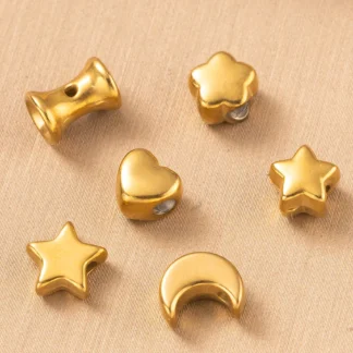 5 uds. De dijes espaciadores de estrella, corazón y Luna de acero inoxidable dorado, cuentas para pendientes, collar, pulsera, accesorios para hacer joyería DIY, venta al por mayor