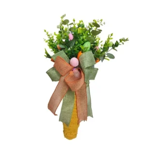 ATTU-corona de huevos de Pascua, adornos de temporada de primavera, guirnalda de puerta de zanahoria, vacaciones de Pascua felices, corona decorativa para interiores y exteriores A