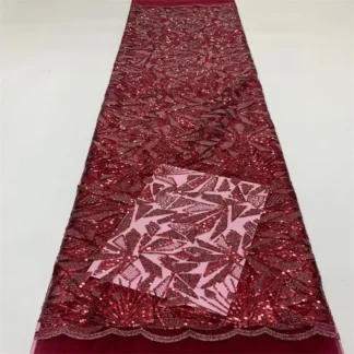Tela de encaje africano azul a la moda, encaje bordado de malla de tul con lentejuelas para boda, telas nupciales, encajes de alta calidad, vestidos rojos