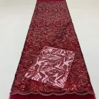 Tela de encaje africano azul a la moda, encaje bordado de malla de tul con lentejuelas para boda, telas nupciales, encajes de alta calidad, vestidos rojos