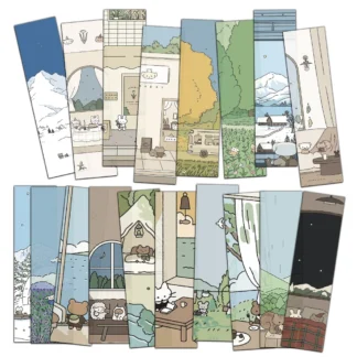 30 Uds. Marcapáginas de perro osito de dibujos animados escena fresca exquisita decoración bonita tarjeta de etiqueta de libro de lectura