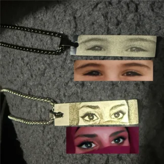 Collar de pareja con foto de ojo personalizado, colgante personalizado con imagen de ojo grabable, regalo de acero inoxidable para novia y novio