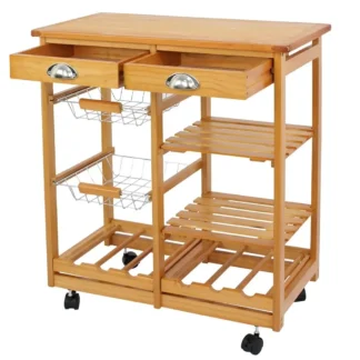 Carro de isla de cocina con almacenamiento, mesa auxiliar con ruedas con 2 cajones, 3 estantes, ruedas bloqueables para comedor, bar