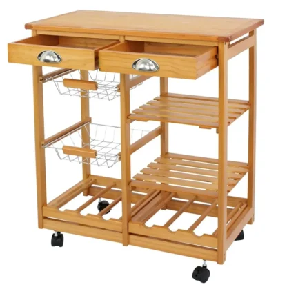 Carro de isla de cocina con almacenamiento, mesa auxiliar con ruedas con 2 cajones, 3 estantes, ruedas bloqueables para comedor, bar