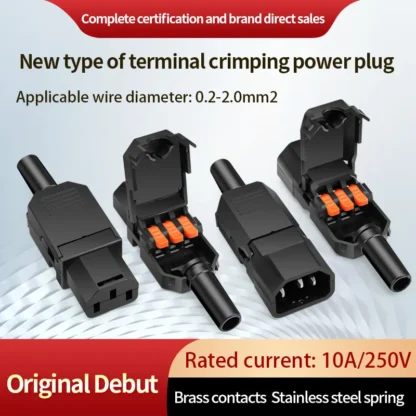 1 Uds. Enchufe de 10A para olla arrocera, cableado rápido sin tornillo, toma de corriente CA, cableado eléctrico para olla arrocera PDU