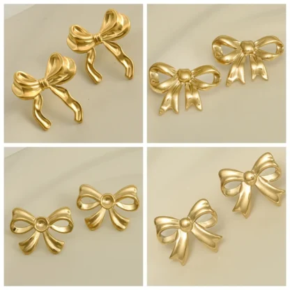 Pendientes elegantes de acero inoxidable de estilo femenino, 2 uds., lazo de cinta, borlas brillantes, pendientes con personalidad salvaje, se venden bien, joyería