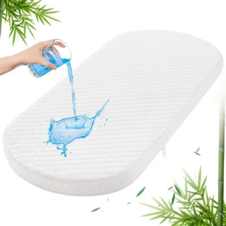 Almohadilla para moisés para bebé, 30 unidades x 15 pulgadas, ovalada, cubierta de bambú impermeable, espuma premium, transpirable, hipoalergénica, para cuna