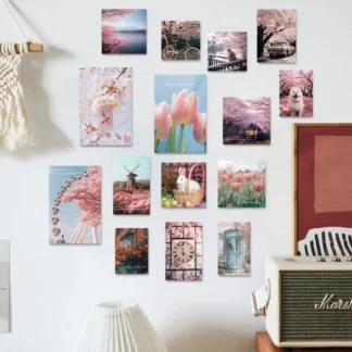 15 tarjetas de flores florecientes, postales estilo ins, decoración de habitación, renovación de dormitorio, carteles exquisitos, pegatinas de pared