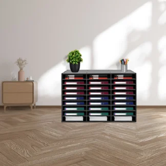 Organizador de literatura de escritorio con 27 ranuras, clasificador de archivos ajustable, centro de correo