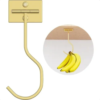 Gancho plegable para colgar plátano, soporte dorado para plátano debajo del gabinete, gancho para plátano autoadhesivo
