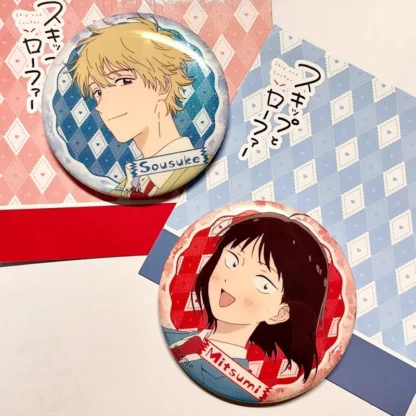Broches de Anime Skip And Loafer Iwamura Mitsumi Shima Sousuke insignia de hojalata Cosplay mochila decoración regalos