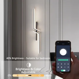 Lámpara LED de pared moderna e inteligente, candelabro de pared minimalista con atenuación remota para dormitorio, mesita de noche, sala de estar, TV, sofá, fondo interior