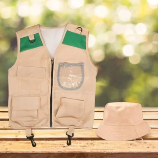 Sombrero de chaleco de disfraz para niños, traje de aventuras de la naturaleza, conjunto de chaleco y sombrero de carga de vestir,